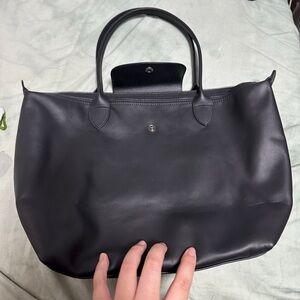 Longchamp Black Leather Tote Bag